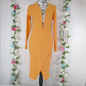 PRETTY LITTLE THING Orange Deep Plunge Dress NWT